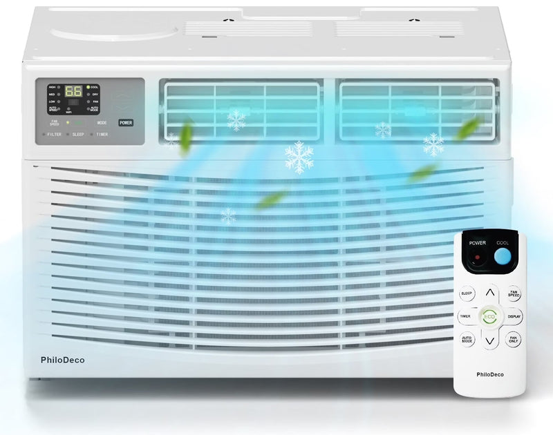 PhiloDeco 12000 BTU Window Air Conditioner 550 Sq Ft. Intelligent Ac Units, LED Display Screen, Operates Quietly, Energy-Saving. Timer ? Sleep and... Q8