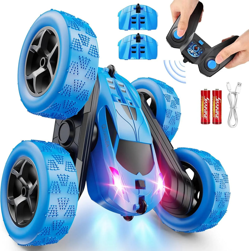 Children's version remote control car (suitable for children over 6 years old), RC car stunt toy, four-wheel drive, double-sided design, 360° rotating remote control, with headlights, is a birthday or Christmas gift for boys aged 6, 7, 8, 9, 10, 11, N9