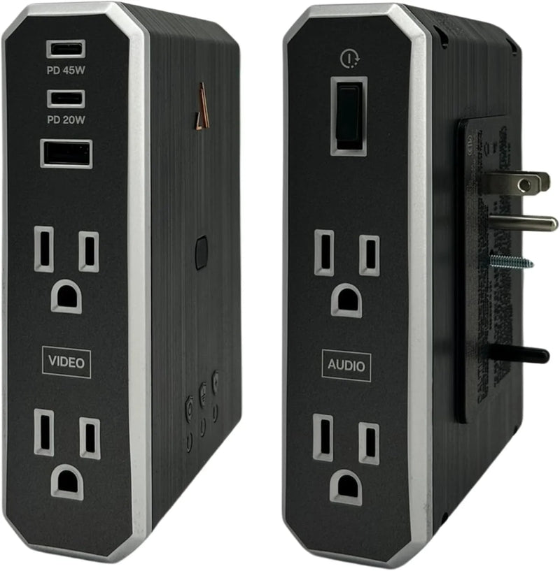 Austere VII Series Wall Power, 4 Outlets Surge Protector Power Strip, 2 USB C & 1 USB A, 2.4 amps, 45W & 20W Power Delivery | 3500 Joules, EMI/RFI Filtering, 6 Year Component Guarantee Z2