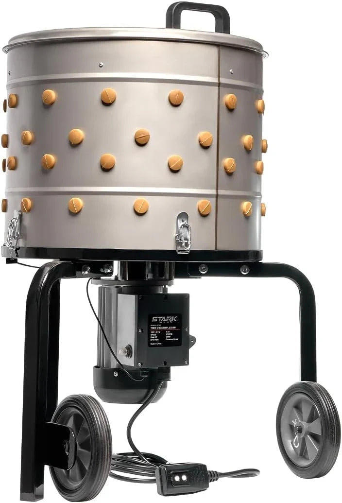 750W Chicken Plucker Poultry De-Feather Remover with 92 Soft Fingers Feather Plucking Machine 20" Drum Stainless Steel N6
