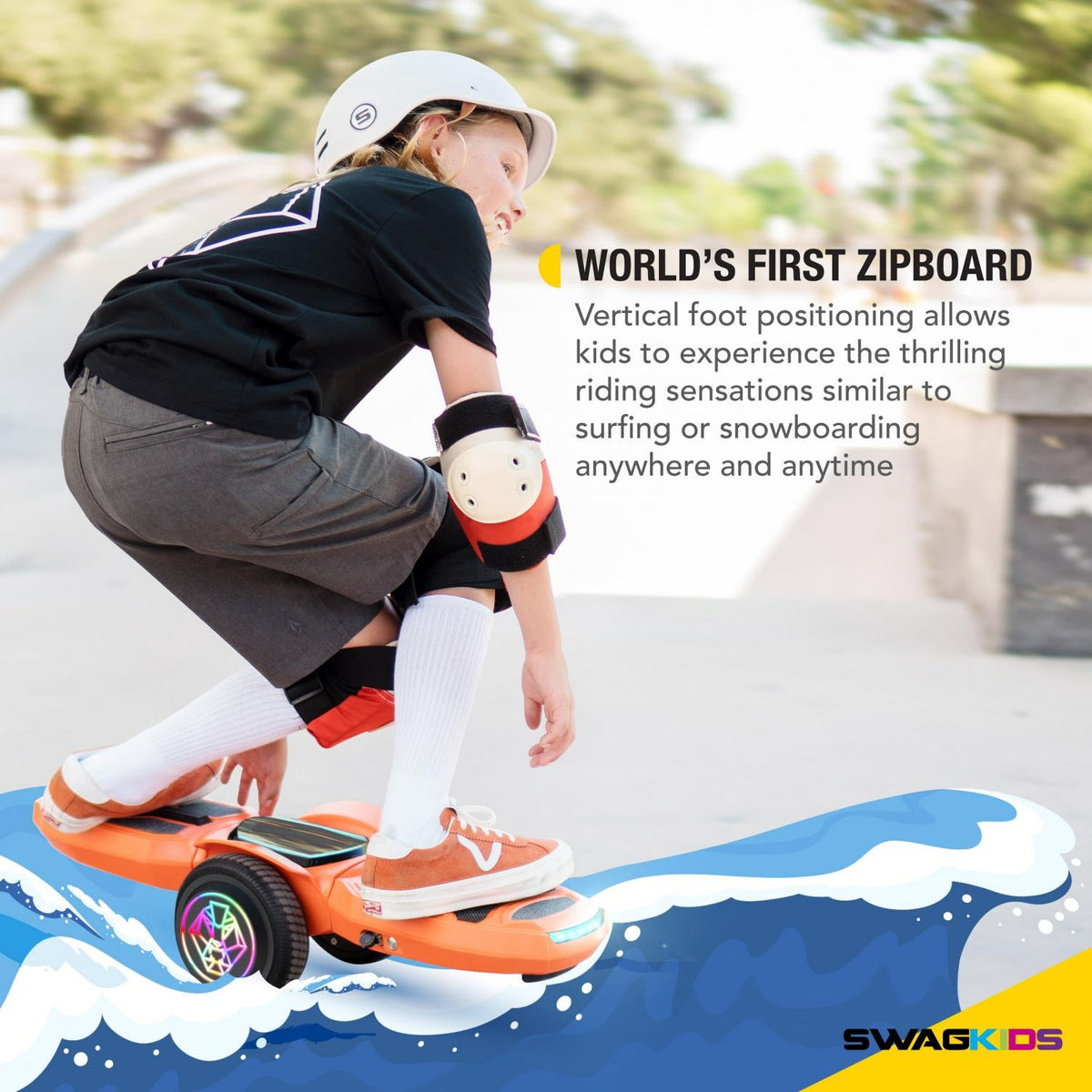 Swagtron Shuttle Zipboard Electric Hoverboard Skateboard 7 mph and 3-Mile Range LED Wheels Bluetooth Speaker