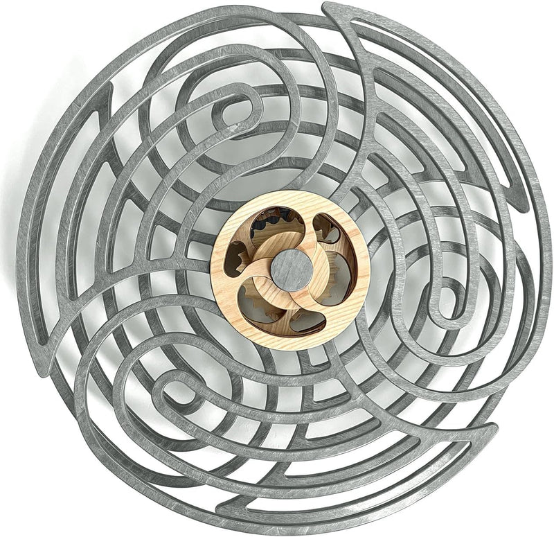 Mindsight Moving Kinetic Wall Art - Wind up to power peaceful motion (no battery) - Calming Wall Décor for Living Room, Office, Bedroom, Kitchen - Hand Crafted Wood - Ripple, Canyon Brown T7