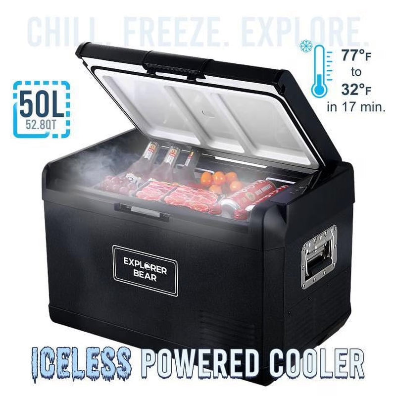 12V Car Fridge 50L 12/24V DC 110-240V AC Portable Freezer Compressor Cooler 0 H-50 H 3-Year Warranty F3