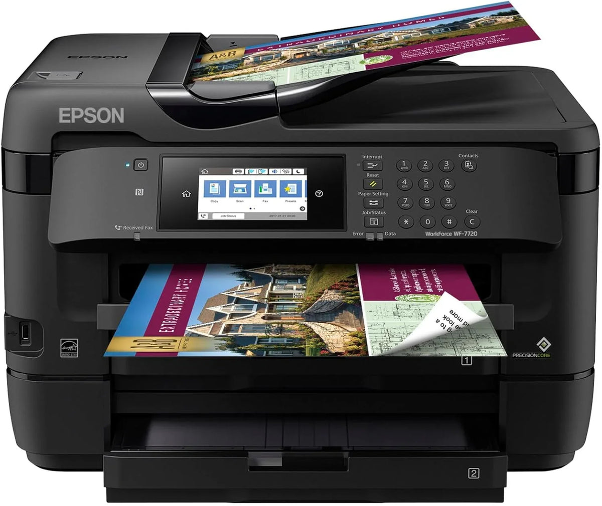 Wireless wide-format color inkjet printer, featuring functions of copying, scanning, faxing, wireless connection and Ethernet.