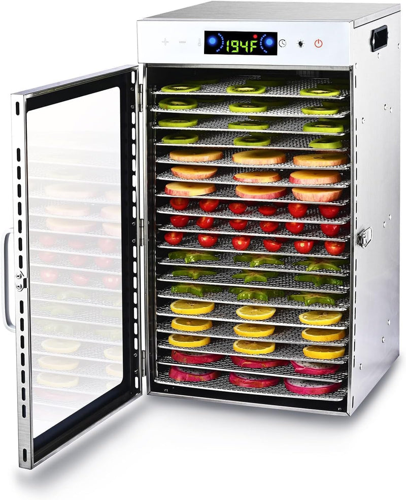 Touch screen 18-Floor Stainless Steel Food Dehydrator, Adjustable Timer and Temperature, 18 Racks, Dryer for Jerky, Meat, Fruits, herbs, tea, sourdough starter and Vegetables and lot more J9