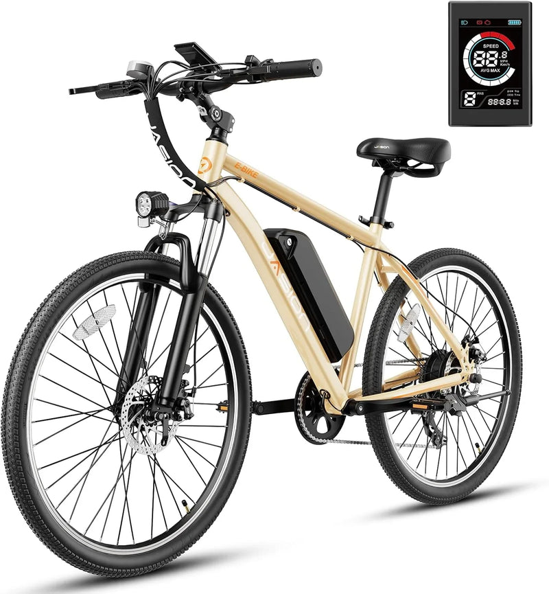 EB5 Electric Bike for Adults with Peak 500W Brushless Motor, 40Miles 20MPH Commuting Electric Mountain Bike with 360Wh Removable Battery, 7-Speed, 26" Tires and Front Fork Suspension F2