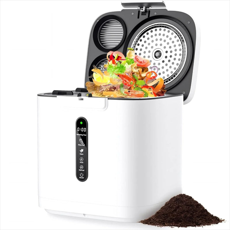 4L Electric Composter for Kitchen, Compost Bin for Countertop with Auto-Cleaning/Odor-Free/LED Display, Turn Kitchen Waste to Dry Compost Fertilizer, Indoor/Outdoor Compost Machine. Whites4 Y3