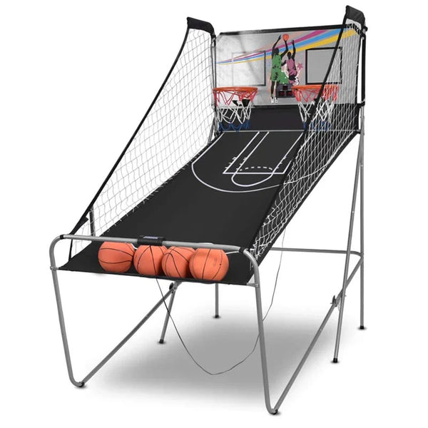 Foldable Indoor Basketball Arcade Game with 4 Balls Electronic Double Shot LED Scoring System for Kids Adults X9