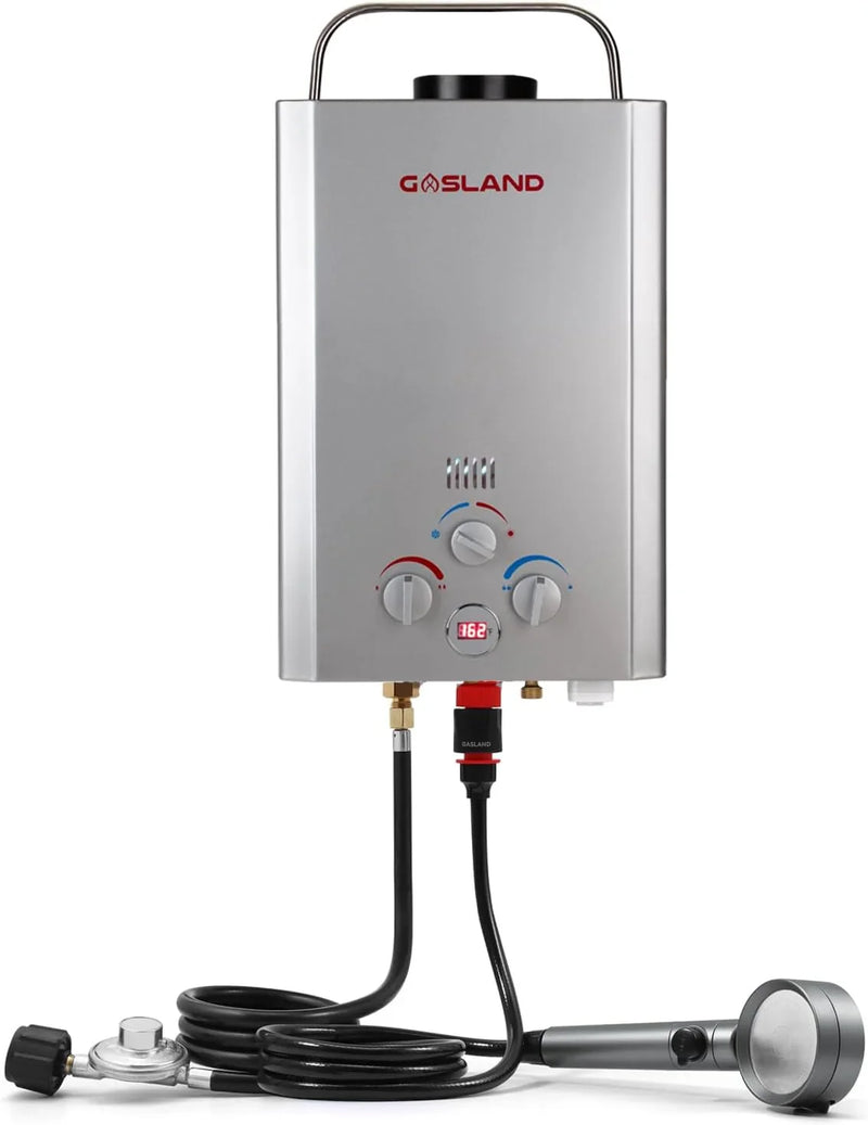 Portable Tankless Water Heater, Outdoors 6L 1.58GPM Propane Water Heater for RV Camping, Overheating Protection Y7
