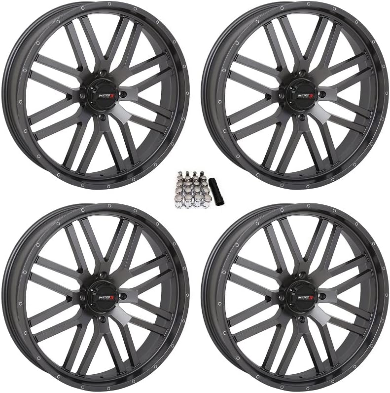 System 3 ST-3 Gunmetal UTV Wheels 22" Polaris RZR 1000 XP/Ranger XP 900/1000 H6