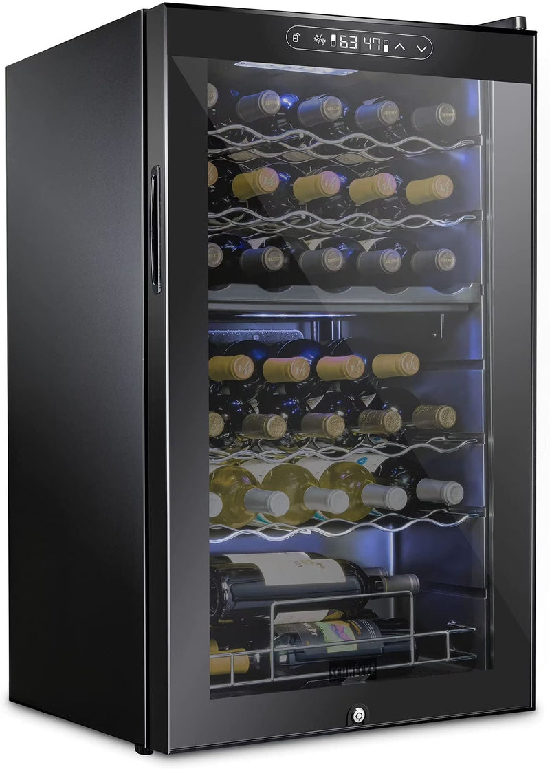 Schmecke Wine Fridge, Dual Freestanding Wine Refrigerator, 33 Bottle Wine Cooler N8