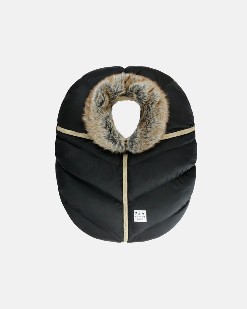 7AM Enfant Car Seat Cocoon Black Faux Fur O1