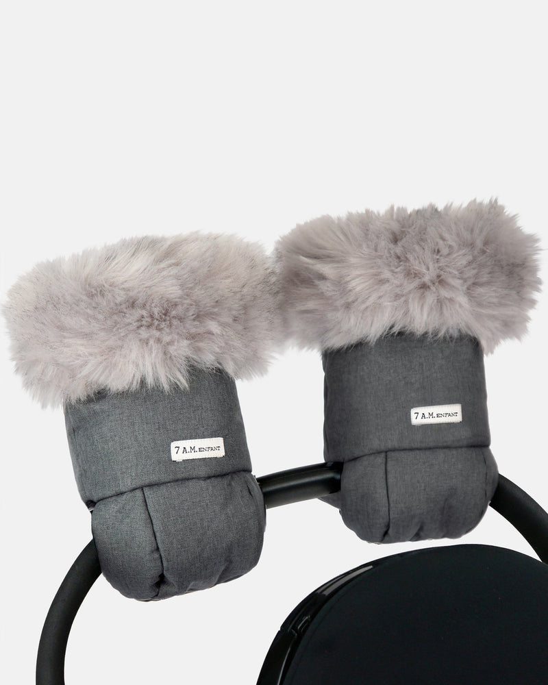 7AM Enfant Warmmuffs - Heather Grey Dark Faux Fur G2
