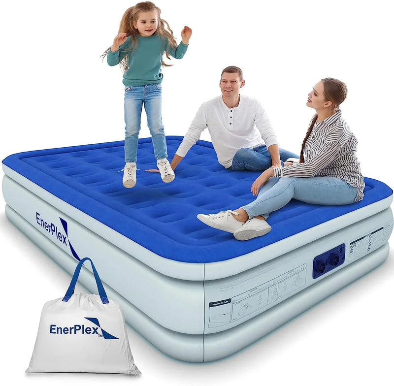 EnerPlex Queen Air Mattress with Built-in Pump - 16 Inch Double Height Inflatable Mattress for Camping S6