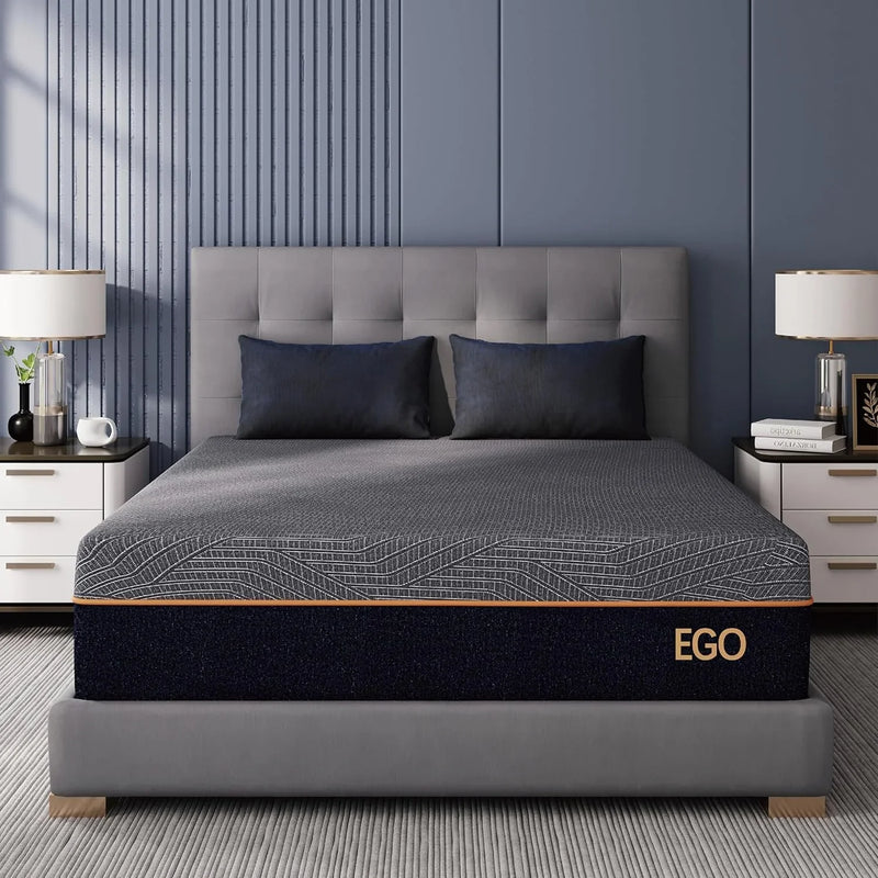 S14 Inch King Size Memory Foam Mattress for Back Pain, Cooling Gel Mattress Bed in a Box, Made in USA, CertiPUR-US Certified, Therapeutic Medium Mattress, 76x80x14 Black I6
