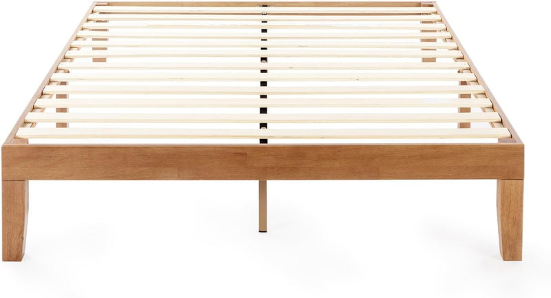 12" Classic Solid Wood Platform Bed Frame w/Wooden Slats (No Box Spring Needed), Natural, Queen Size M5