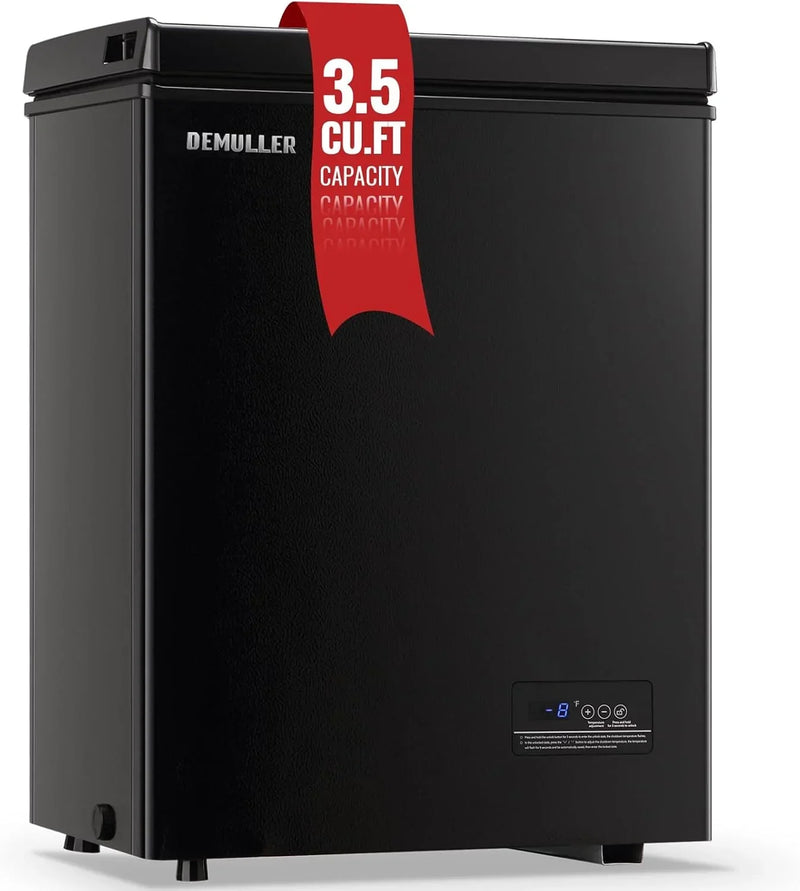Chest Freezer 5.0Cubic Feet Deep Freezer Freestanding Freezers with 2 Removable Stainless Steel Basket, Mini Freezer Top Open Door Compact Freezer with Electronic Control 41℉ to -15℉BLACK N6