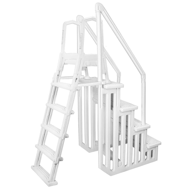 Deluxe A-Frame Above-Ground Swimming Pool Ladder Large Entry Non J4