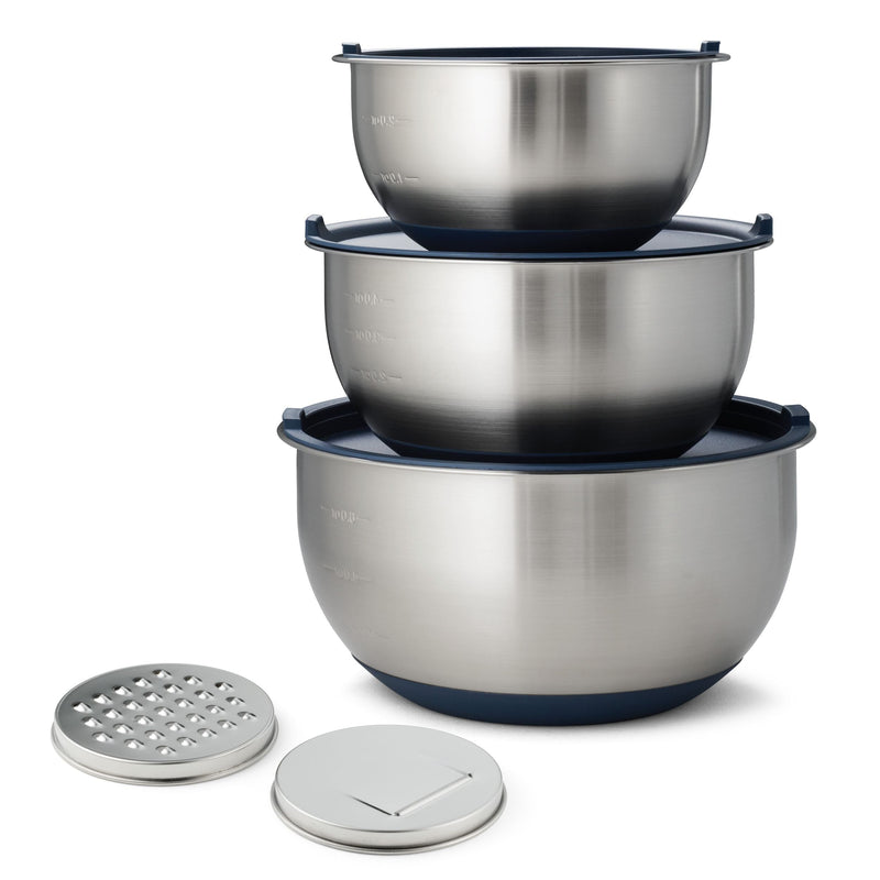 8-Piece Stainless Steel Mixing Bowl and Grater Set with Lids P3