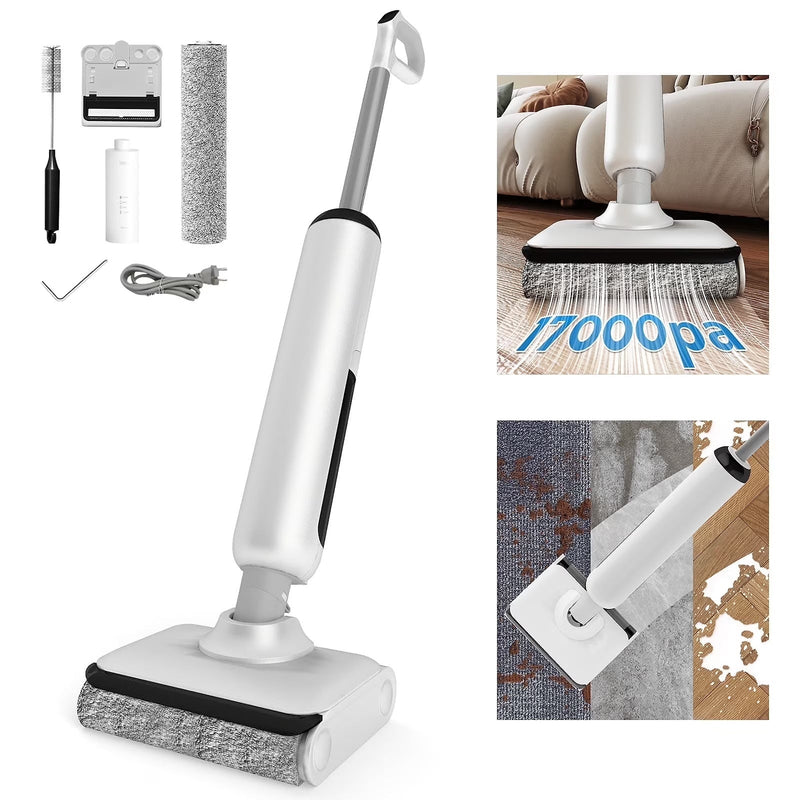 HABIUBIU Vacuum Mop All in One, Wet Dry Vacuum Cleaner, Cordless Cleaner Machine for Tile Hardwood Floor, Self Cleaning Electric Mop with 180 Lie-Flat E2