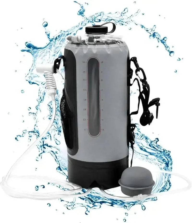 Outdoor sports water bag, portable solar shower set, with pressure foot pump, foldable travel water storage device, suitable for camping, beaches, travel and activities. E9