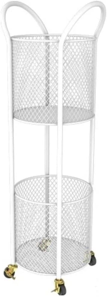 2-Tier Laundry Hamper with Wheels, Iron Basket for Bedroom, Bathroom, Dorm, Large Capacity Clothes Room, Easy to Move & Store F4