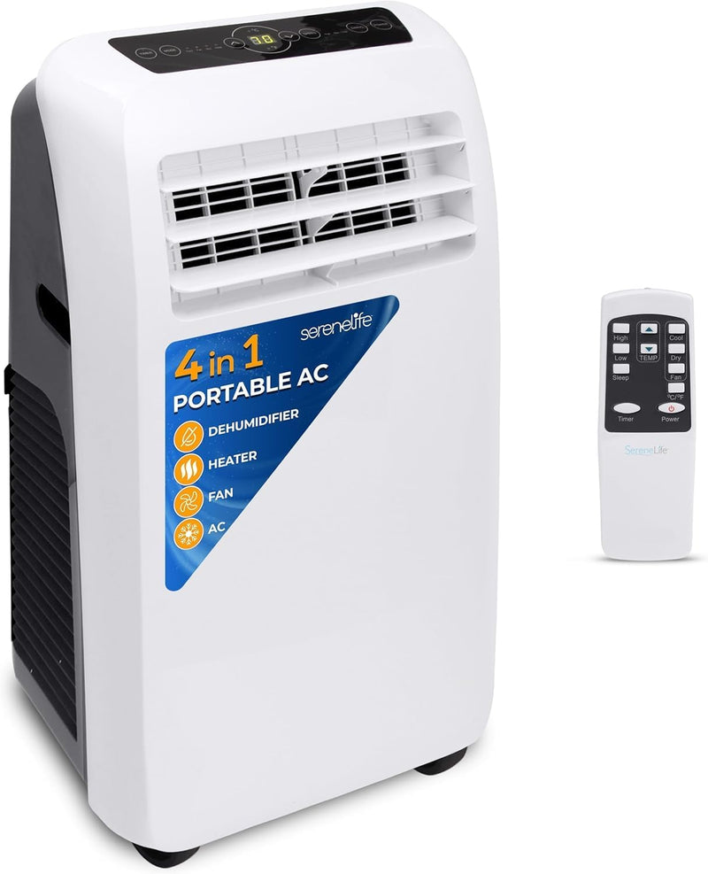 10,000 BTU Portable Air Conditioner– 4-in-1 AC Unit w/Cooling, Dehumidifier, Heater, & Fan– Includes Remote Control, Window Mount Kit, Quiet Operation, 24-Hour Timer X6