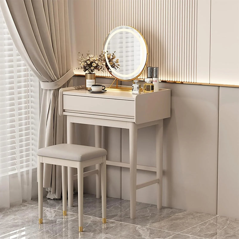 Makeup Vanity Desk with Drawers with Cushioned Stool Modern Vanity Desk Bedroom Vanity Set with Detachable Mirror and Makeup Box for Bedroom Girls Women B5