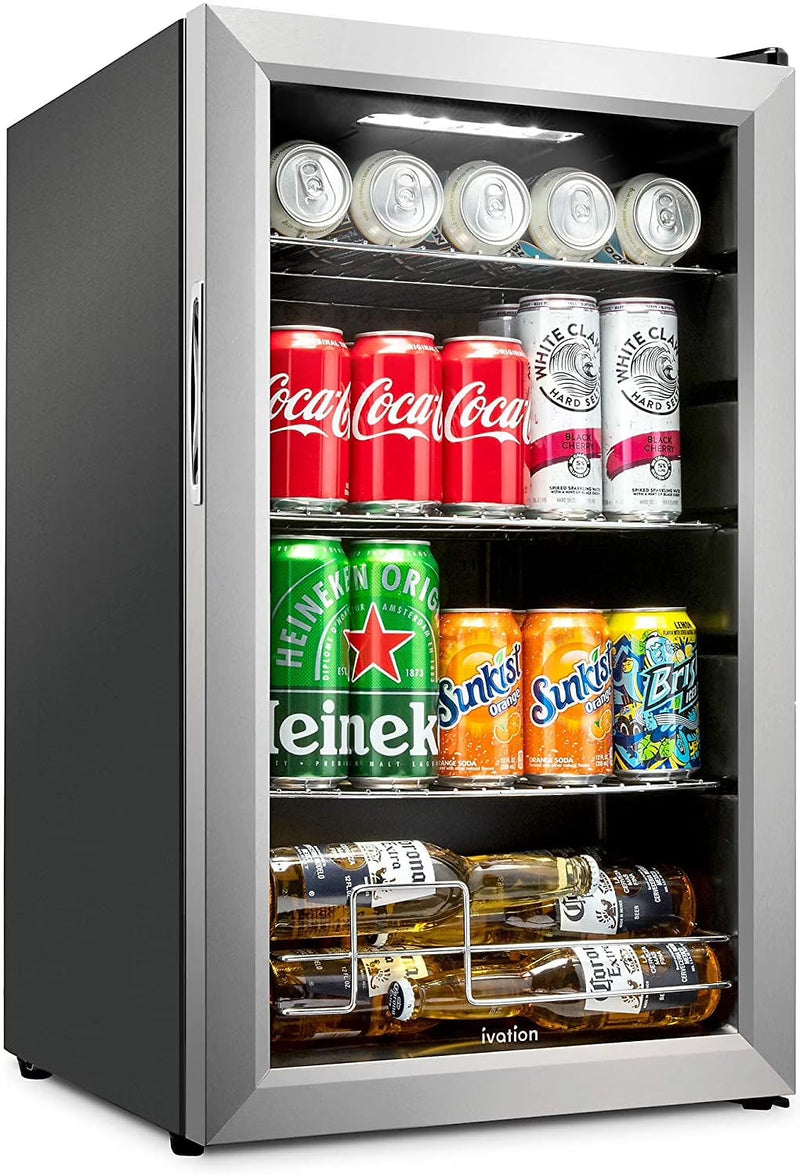Ivation 101-Bottle Wine Cellar, Freestanding Mini Fridge - Stainless Steel F0