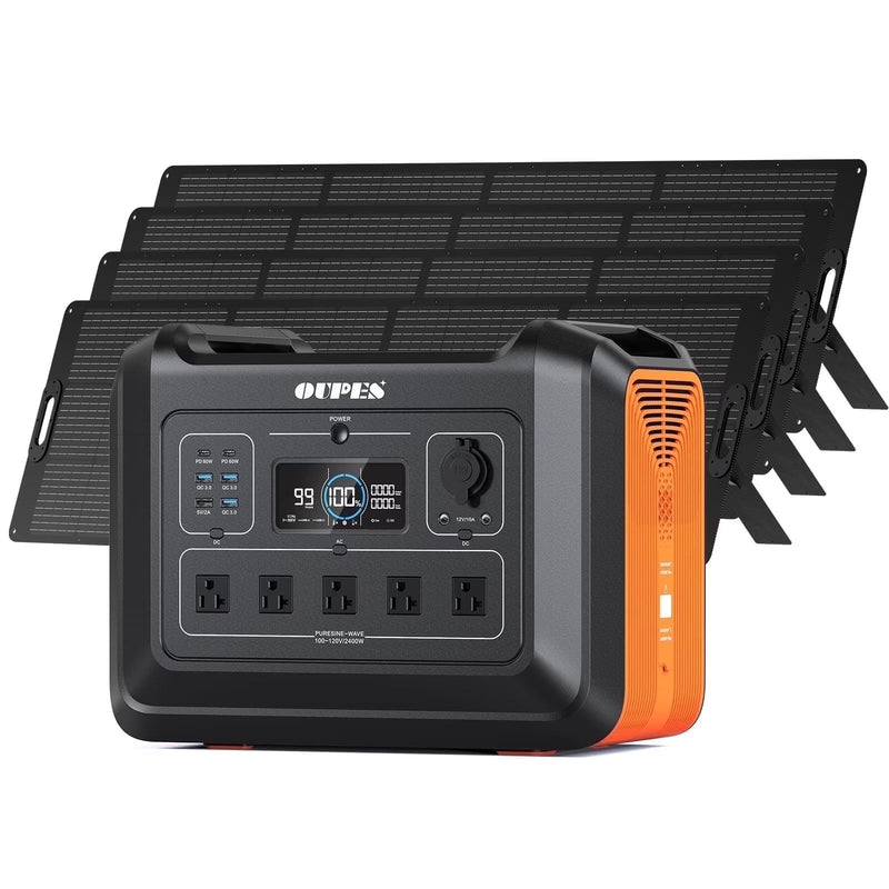 OUPES 2400W 2232Wh Portable Power Station with 4x240W Solar Panel,Solar Generator for Outdoor Camping,Home Backup,Emergency,RV B8