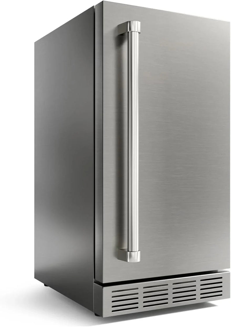 15 Inch Outdoor Refrigerator, Weather Proof Stainless Steel Beverage Beer Cooler Under Counter Fridge, Indoor/Outdoor Refrigerator with 3 Shelves for Patio Kitchen and Commercial Use V4