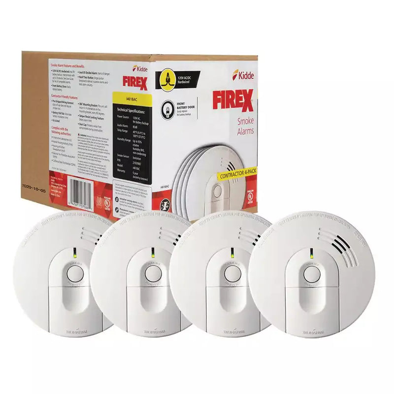 i4618 4-Pack Hardwired Smoke Alarm with Ionization Sensor, 120V AC, 9V Battery Backup F5