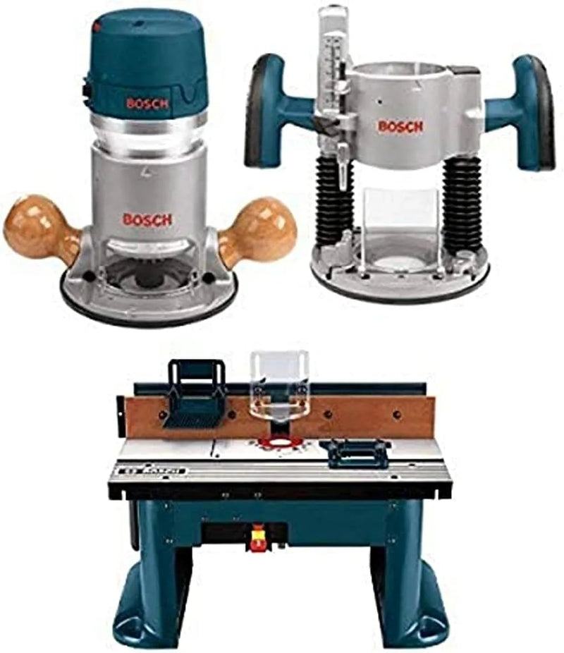 BOSCH 1617EVSPK Wood 12 Amp Router Tool Combo Kit - 2.25 Horsepower Plunge Router & Fixed Base with a Variable Speed I2