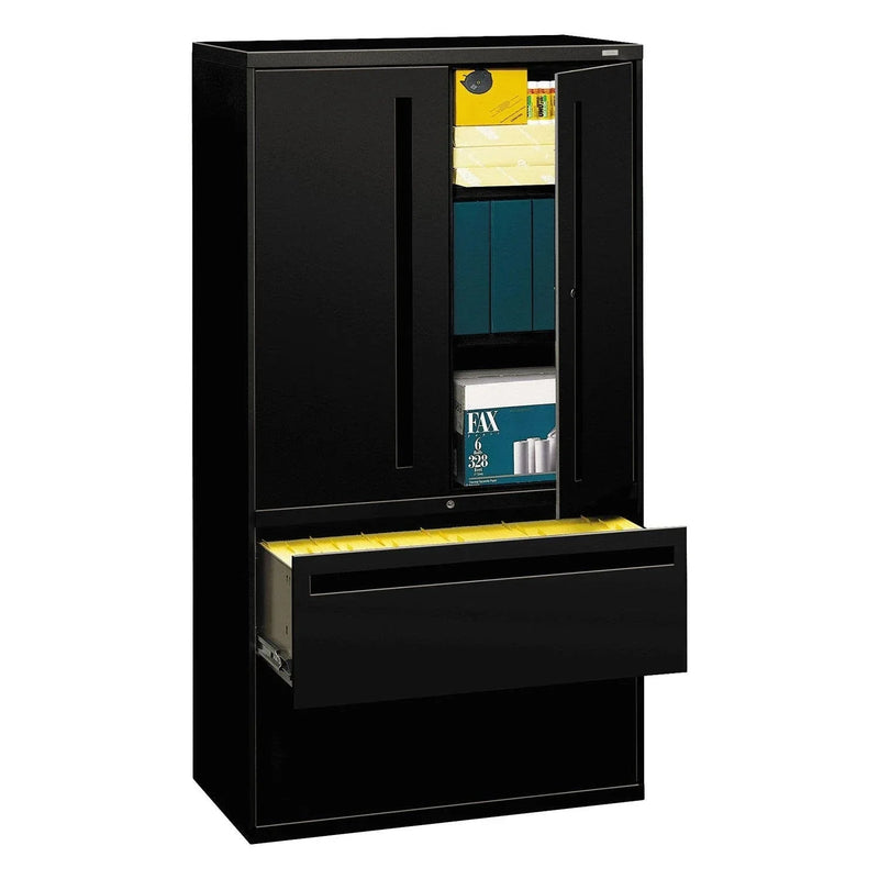 Lateral File with Storage Cabinet, 36w x 18d x 64.25h, Assorted Colors V3