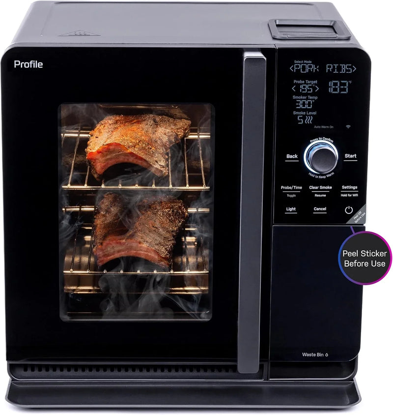 Smart Indoor Pellet Smoker, with Active Smoke Filtration, 5 Smoke Control Settings, WiFi Connected, Electric, Countertop BBQ Appliance, Black H8