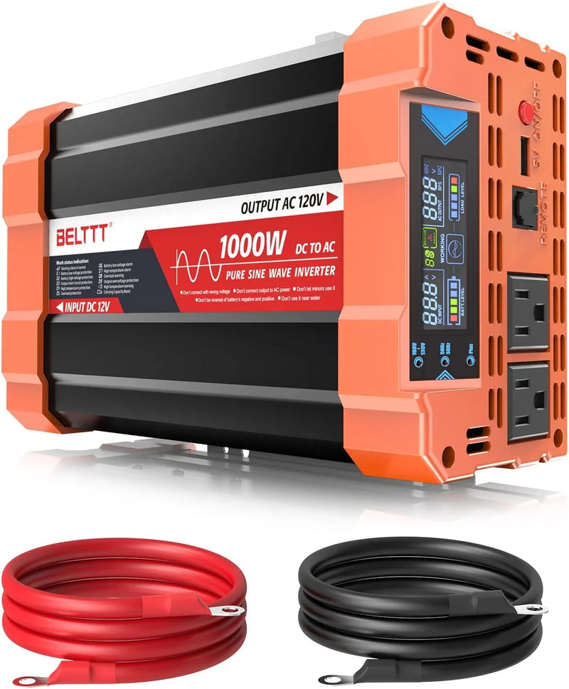 2000W Pure Sine Wave Inverter, Car Power Inverter 12V to 120V AC Converter for RV, Truck, Solar, Outdoor with Dual AC and 20A Socket, 5V 2.1A USB, Surge 4000W, Hardwire Port, Remote Controller F5