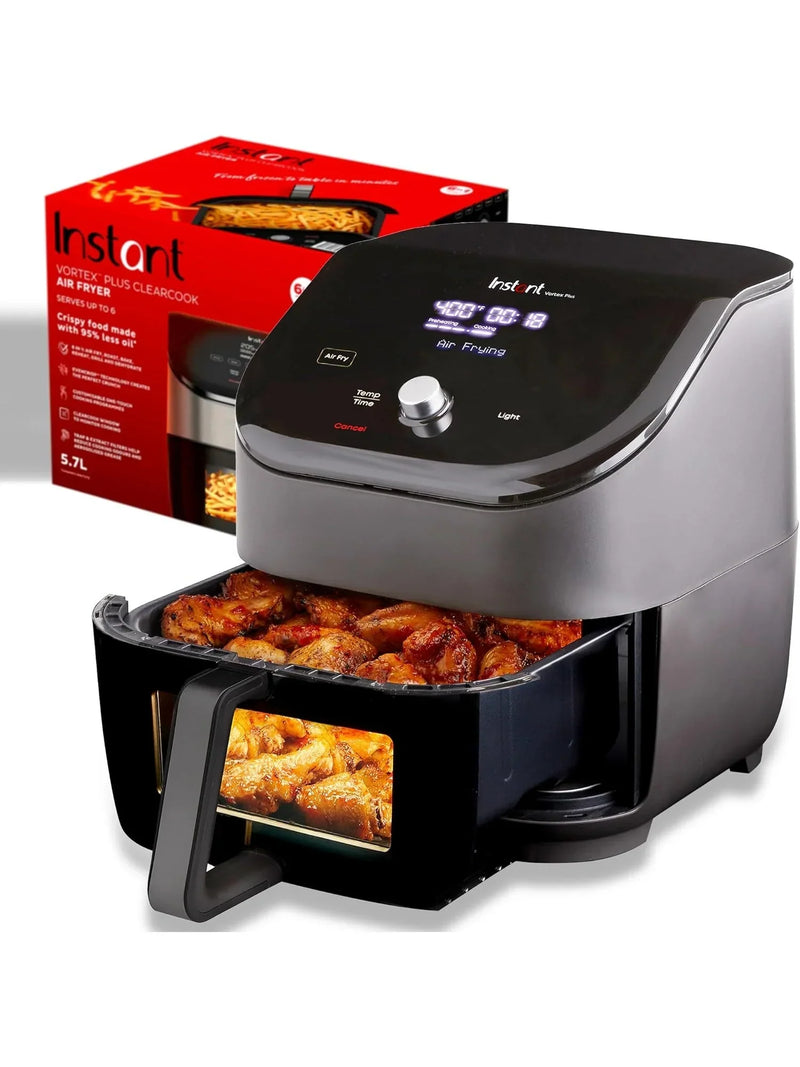 Instant Vortex Plus 6QT ClearCook Air Fryer, Clear Windows, Custom Program Options, 6-in-1 Functions, Crisps, Broils, Roasts, Dehydrates, Bakes, Reheats, from the Makers of Instant Pot, Black H2