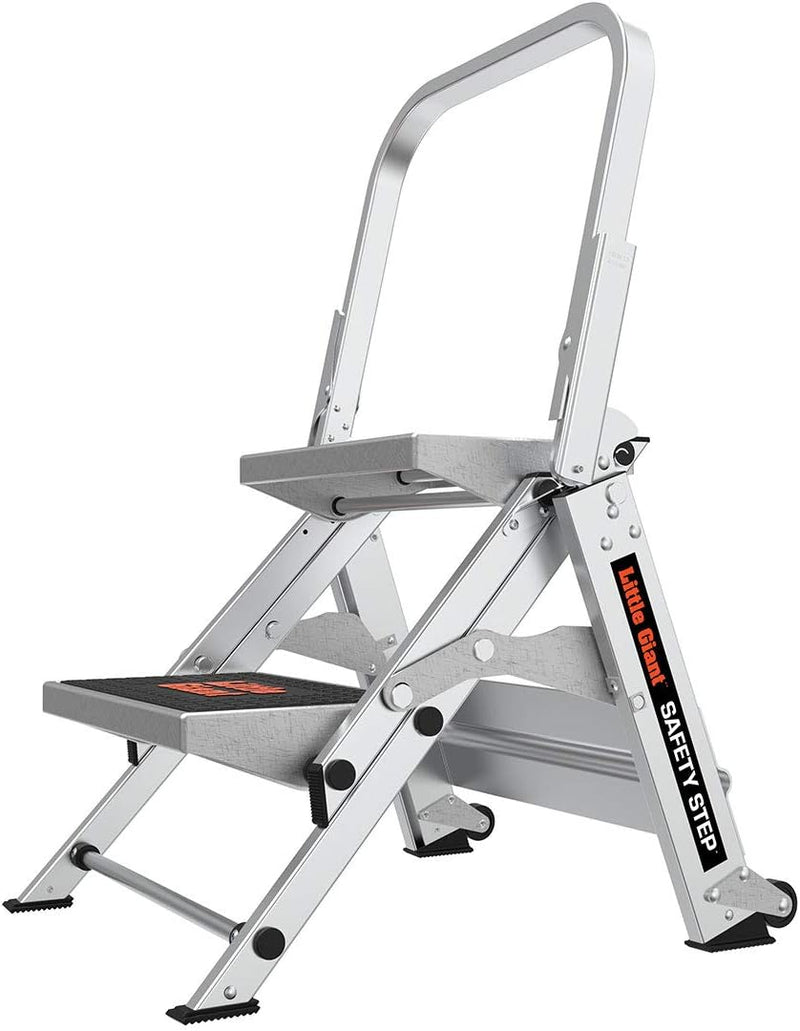 Little Giant Ladder, Safety Step, Three-step Design, 3 feet high, Footrest, Aluminum, Type 1A, Load Capacity 300 pounds Y4