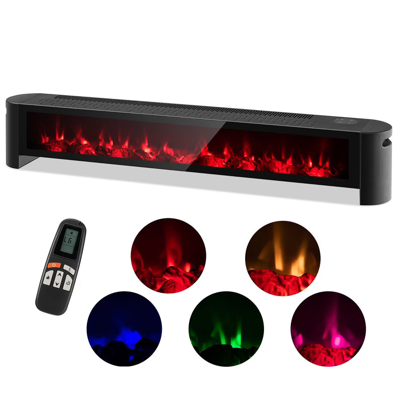 Costway 1400W Electric Baseboard Heater Convection Space Heater with Realistic 3D Flame K8