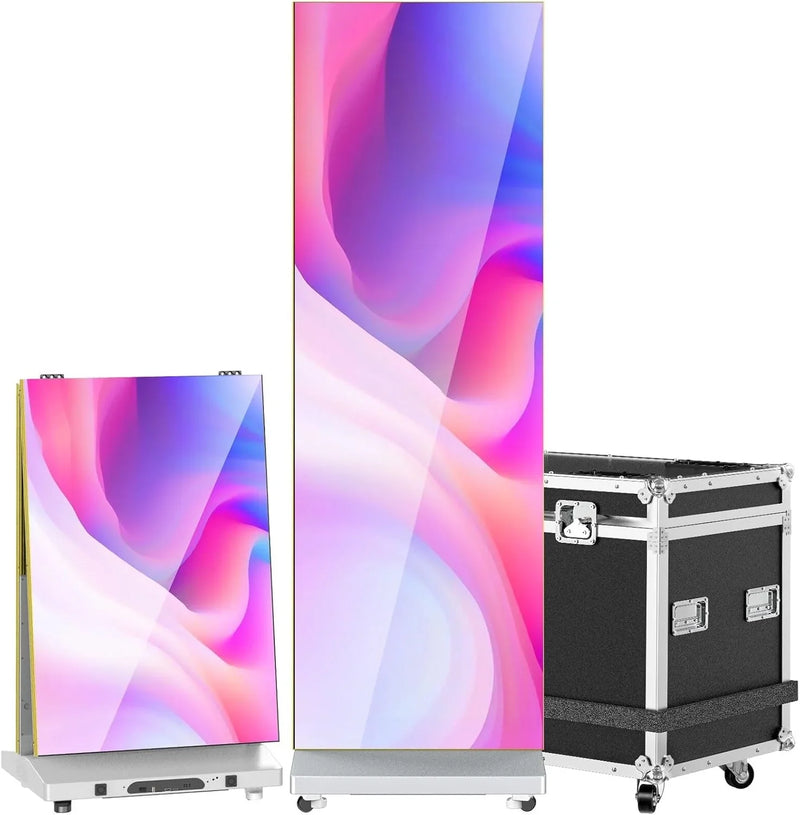 80" P1.86 Flexible Spliceable LED Poster Display – USB Plug-and-Play, Mobile & PC Remote Control, Digital Signage Advertising Screen (Silver, 1-Pack) I8