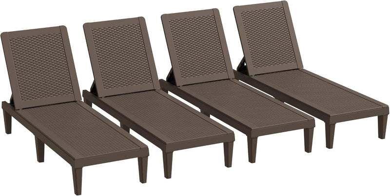 Outdoor Chaise Lounge Chair Set of 2 for Patio Poolside, Waterproof & Adjustable & Easy Assembly Sun Lounger for Outside Deck, Pool, Beach, Black U9