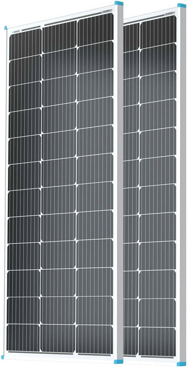Solar Panel 100 Watt 12 Volt, High-Efficiency Monocrystalline PV Module Power Charger for RV Marine Rooftop Farm Battery and Other Off-Grid Applications, RNG-100D-SS, Single 100W A5