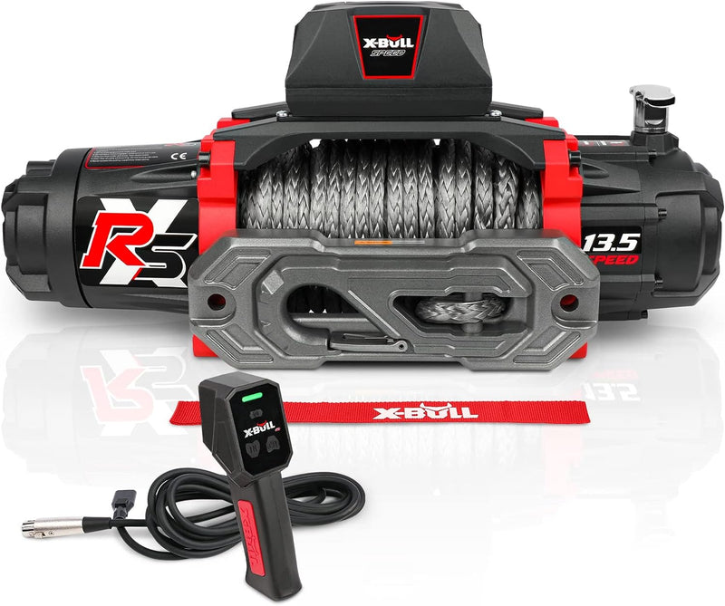 13,500-pound load capacity electric winch - 12-volt DC power supply, suitable for off-road trailer towing, dual-function wireless remote control X4