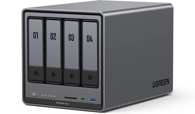 Four-slot desktop network storage device, equipped with Intel Pentium Gold 8505 octa-core processor, 8GB DDR5 memory, 128G solid-state drive, 1 10GbE network port, 1 2.5GbE network port, 2 M.2 NVMe slots, 4K HDMI interface, network storage device (wi L8