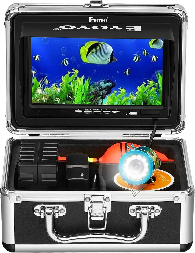 Underwater fishing photography and videography camera, underwater fish detector, fishing photography and videography camera on land/water/river/ice surface, 1000TVL resolution, 7-inch display screen, built-in 12 white lights, 15-meter long cable S6