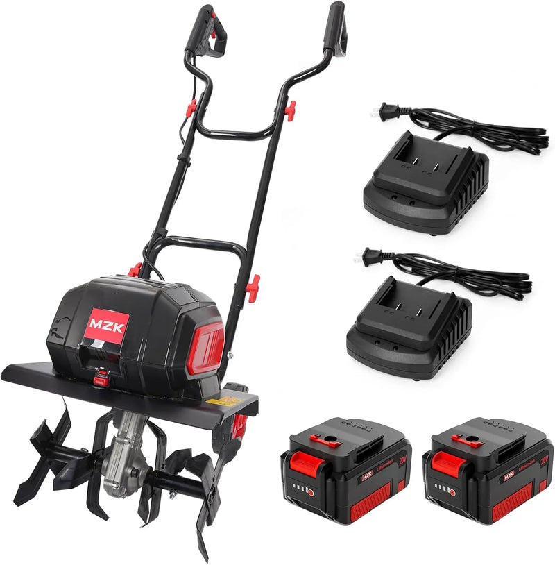 40V 12-inch Cordless Garden Tiller, Battery Powered Garden Cultivator, 2 * 4.0Ah Battery and Fast Charger Included Z9