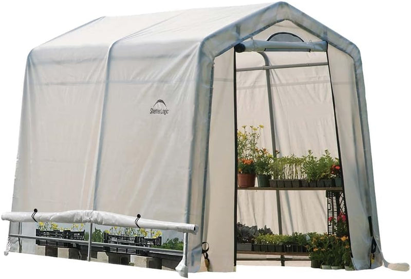 0 feet x 10 feet "GrowIT" Green House - Built-in Simple Greenhouse. It features a sleek design, a high ceiling design, an outdoor planting room with easy access, and is equipped with a transparent waterproof cover. Z3