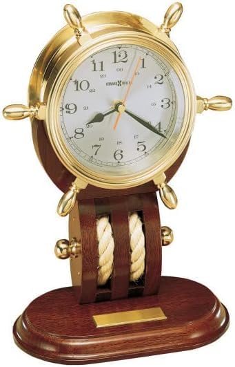 Type II Wall Clock 549-644 - Climate and Navigation Series Pure Brass Ship Rudder Decorative Model, with Redwood Base and Quartz Movement G4