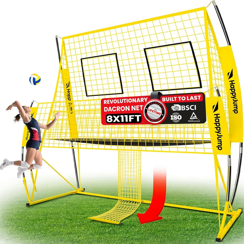 Adjustable volleyball training net equipment system (8x11 feet), suitable for adult outdoor or indoor volleyball practice, equipped with volleyball. Q0
