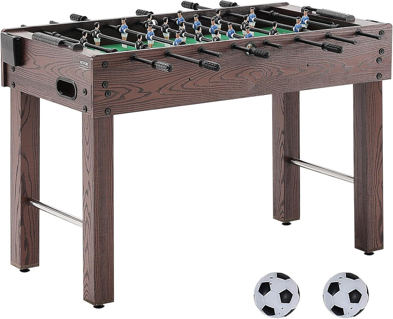 Foldable flyball table, standard size (42/48/55 inches), brown, made of plastic, metal and wood, suitable for two people to play flyball games, suitable for game room. D7